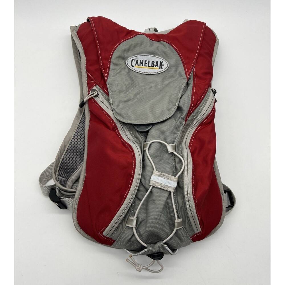 Camelbak Grey Red  Pockets Strap Lightweight Hydration Backpack  Read Des